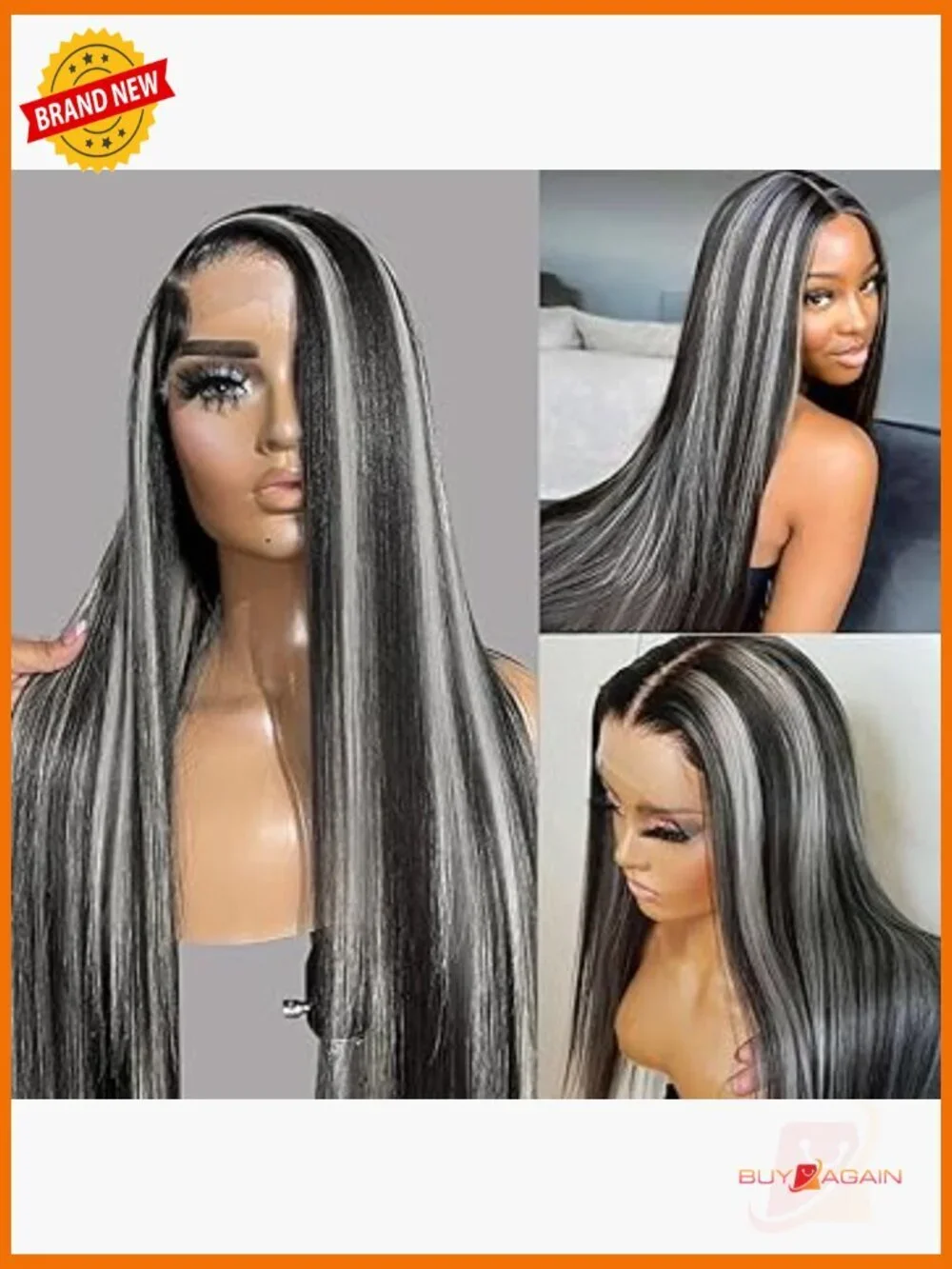 180% Density Ombre Grey Human Hair Wig 13x4 Lace Front Pre Plucked